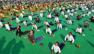 Children performing yoga